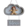 NUBE GRIS CON LEONCITO - LETRERO PARA BEBÉ