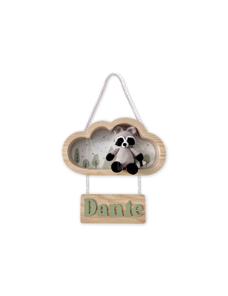 NUBE MAPACHE DANTE- LETRERO PARA BEBÉ - Momentos Newborn