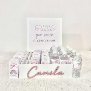 Kit de Hospital con botellas de agua y temática de arcoíris y mariposas